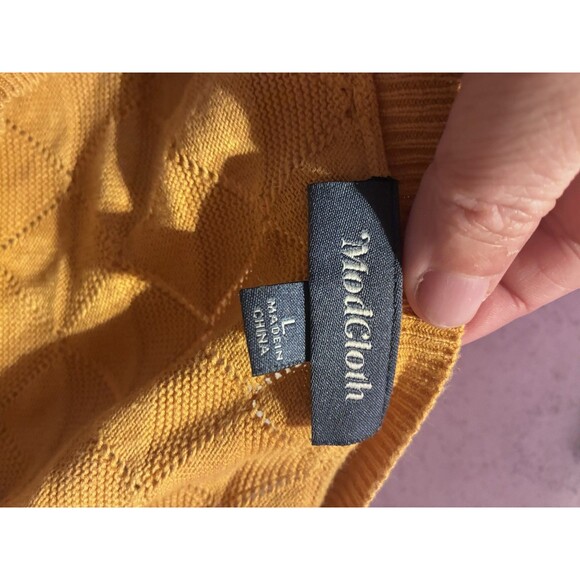 ModCloth Mustard Yellow Textured Knit Cardigan Sweater Women’s L - Picture 7 of 11
